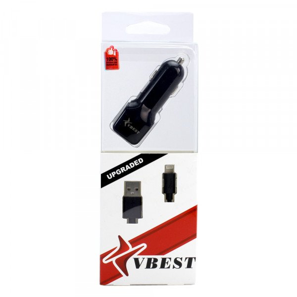 Wholesale V8V9 Micro Heavy Duty 2 in 1 Dual Car Charger V1 (Car Black)